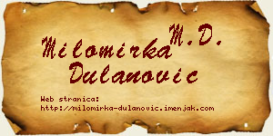 Milomirka Dulanović vizit kartica